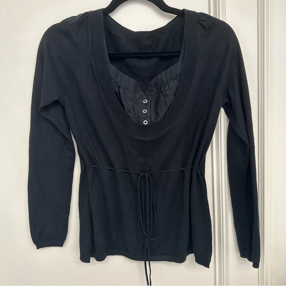 Tina Gia Black Silk Sweater Pullover Size L Designer Long Sleeve Sweater Blouse